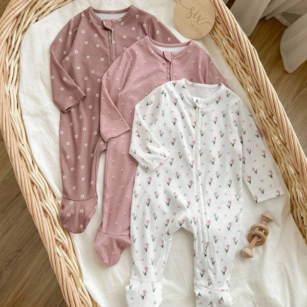 SHEIN 3 pièces Ensemble de combinaisons en tricot décontracté à fleurs mignonne pour bébé fille nouveau-né